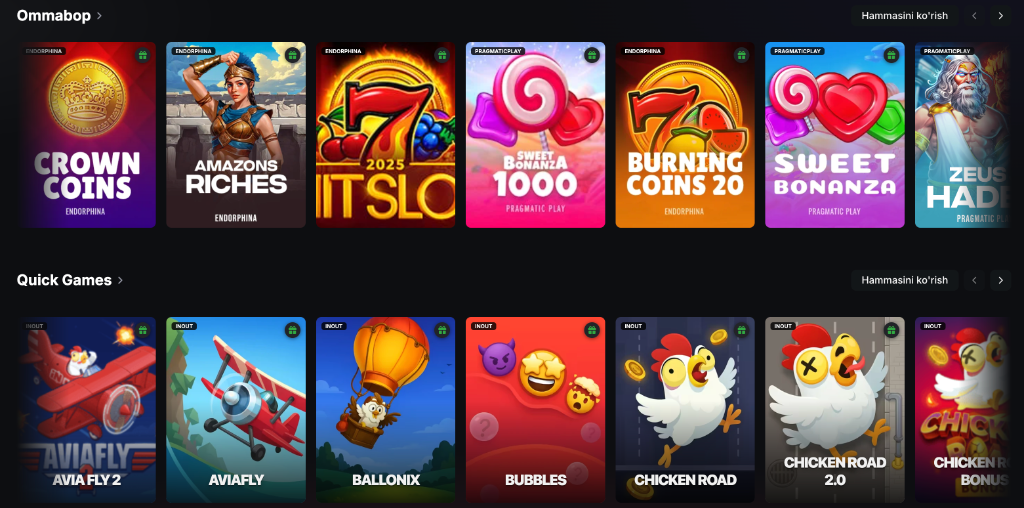 Sneket Casino ommabop o'yinlar